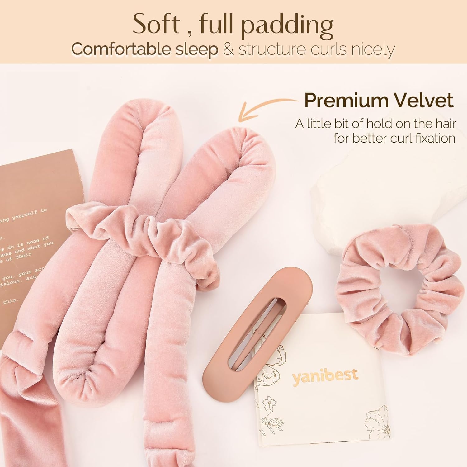 Detalle de Yanibest Heatless Hair Curler: Overnight Ribbon Wrap for No-Heat Styling