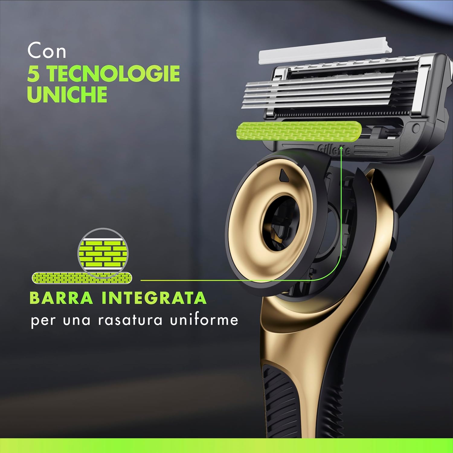 Detalle de GilletteLabs Rasoio Champion Gold Edition 1 manico 5 lamette