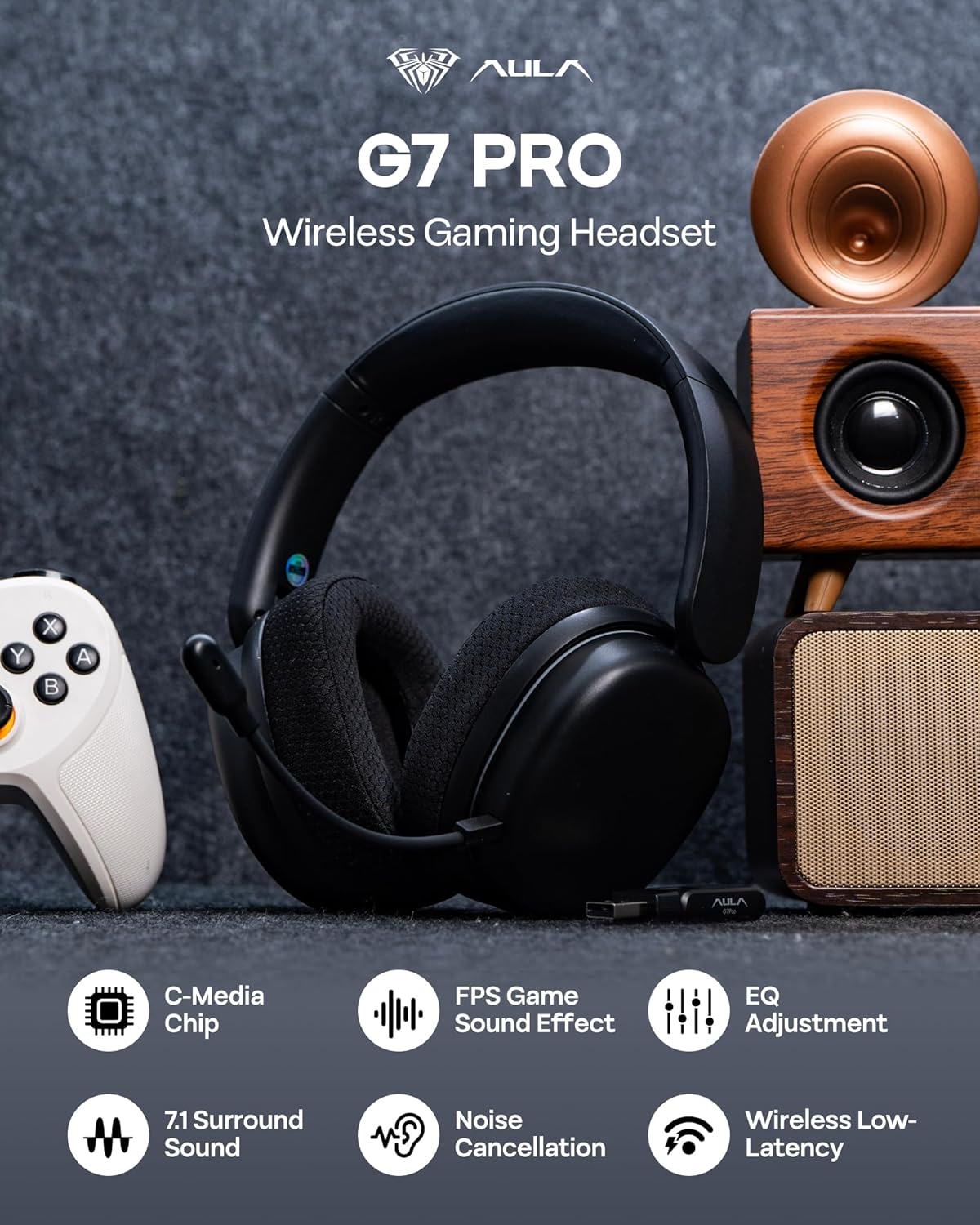 Thumbnail 1 de EPOMAKER X Aula G7 Pro Wireless Gaming Headset 80h
