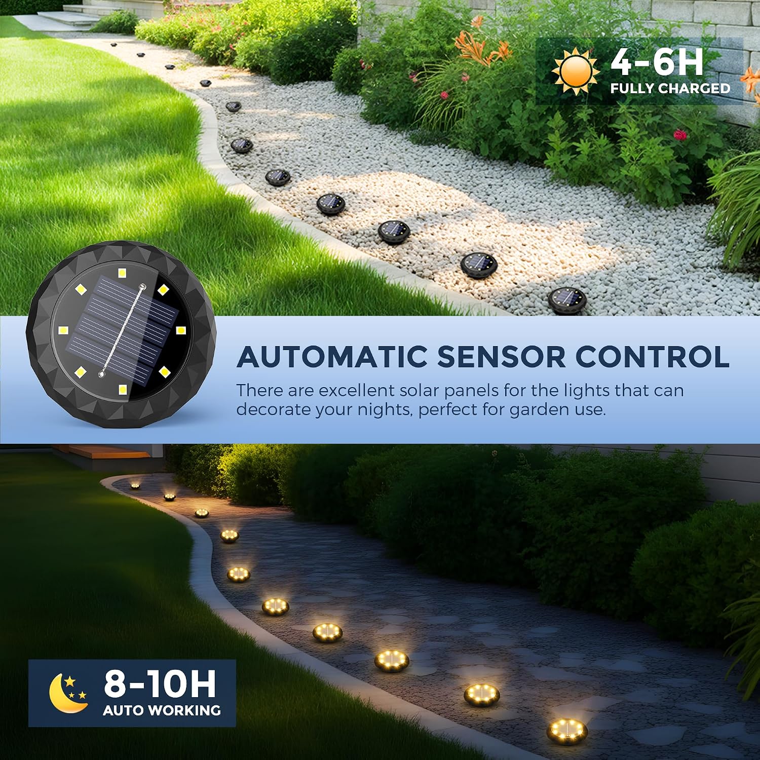 Thumbnail 1 de Solpex 20 Pack Solar Lights Outdoor Garden: 8 LEDs Ground Lights with IP65 Waterproofing