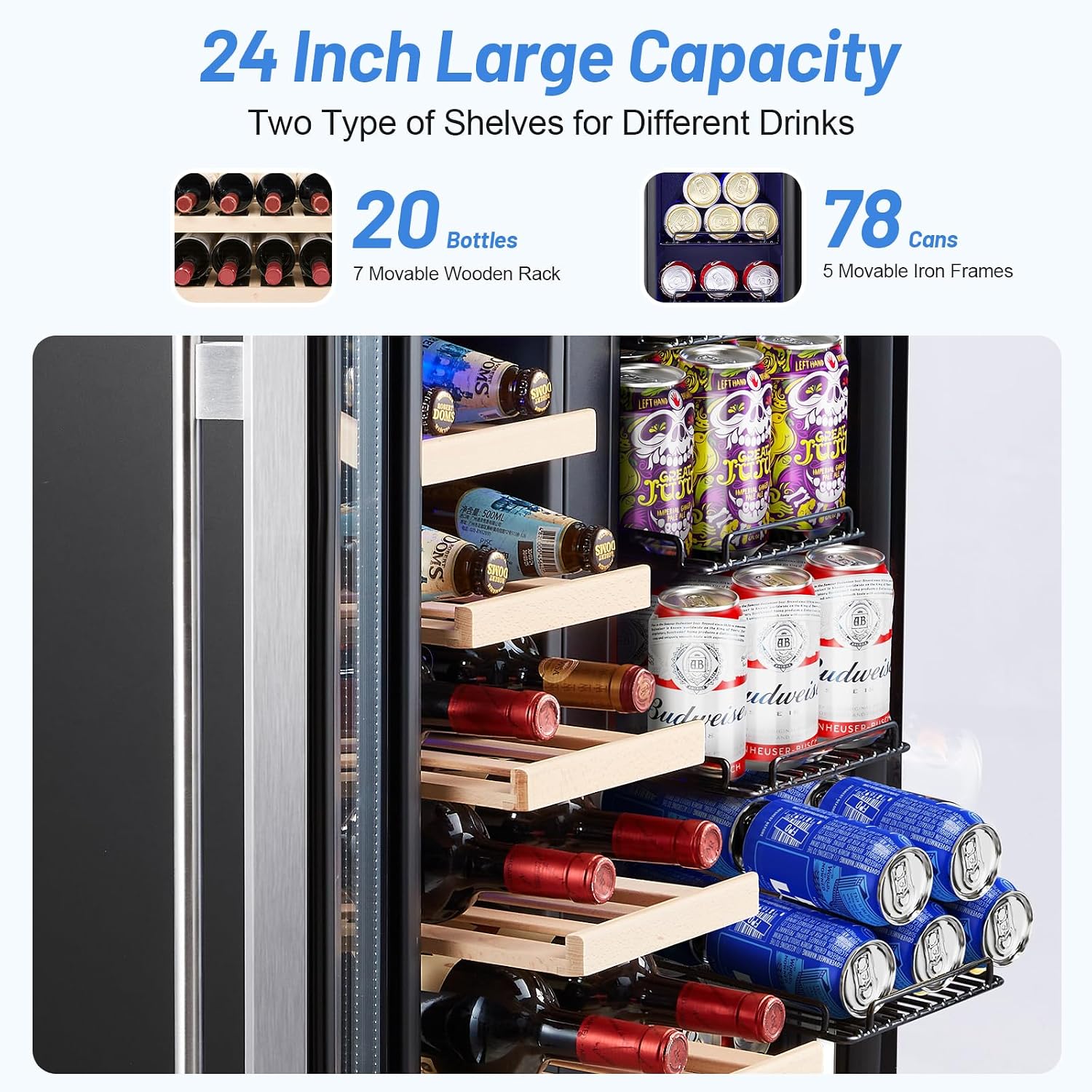 Thumbnail 3 de Kalamera KRC-150CB-B2 Dual-Zone Wine and Beverage Refrigerator, 20 Bottles/78 Cans