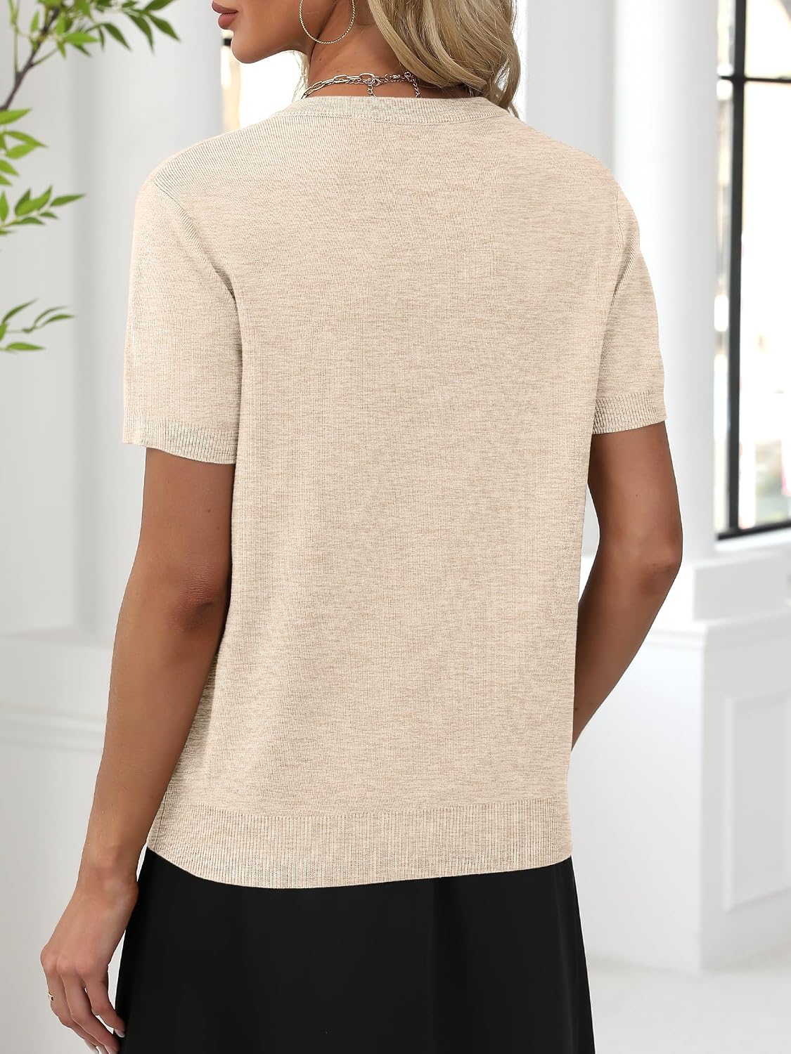 Detalle de ANRABESS Women's Short-Sleeve Sweater, Wool Blend