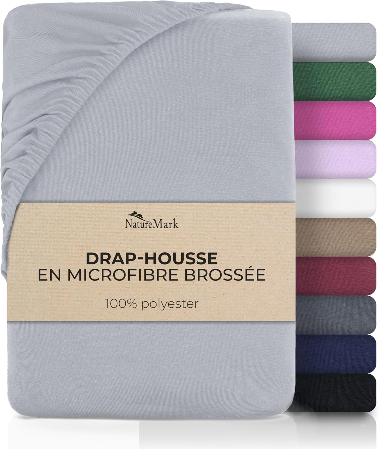 Detalle de NatureMark Microfibra cepillada microvezel hoeslaken 180 x 200 cm, zilvergrijs