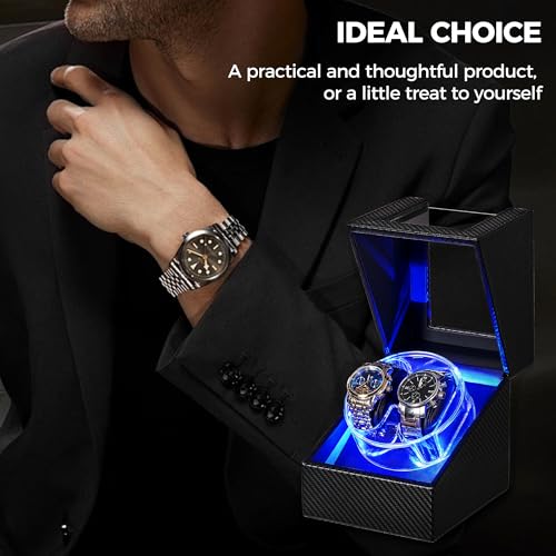 Thumbnail 7 de ANWBROAD Uhrenbeweger 2 Uhren – LED-Kristall-Design Doppel-Uhrenbox mit leisem Motor