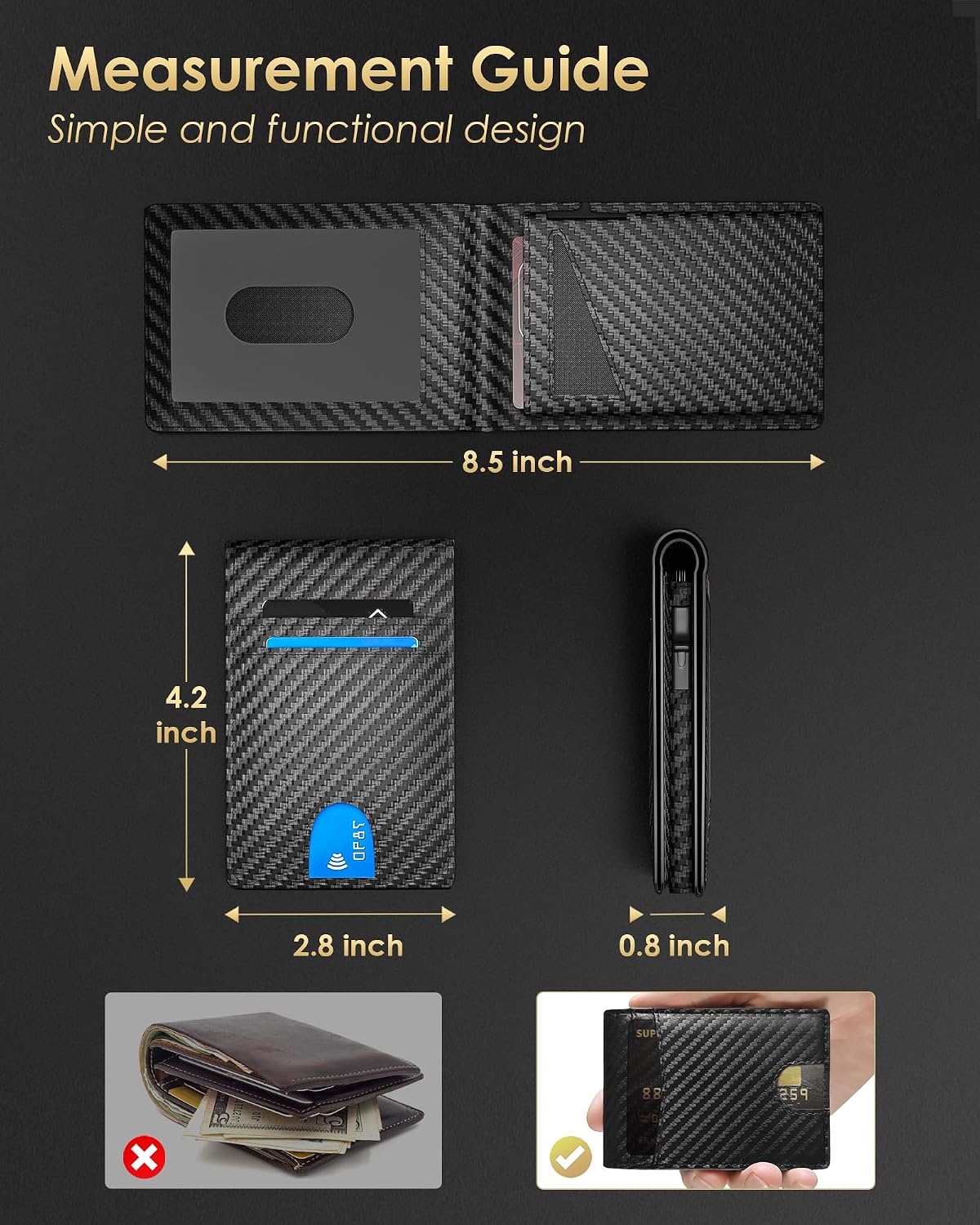 Thumbnail 6 de 2026 Wallet for Men RFID Blocking Bifold 12 cards