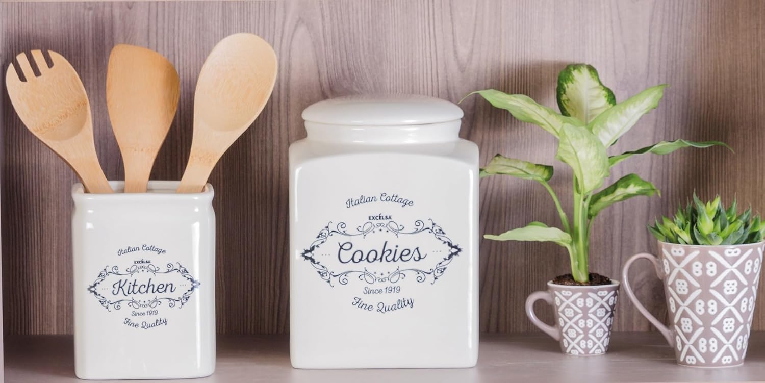 Detalle 2 de Excelsa Tarro para Tartas Cerámica Blanco Marfil 3L 🍰