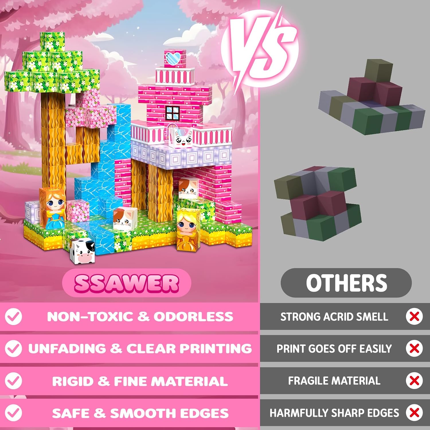 Thumbnail 4 de SSAWR 48-Piece Magnetic Blocks Set (Sakura Forest) – STEM Building Toys for 3+