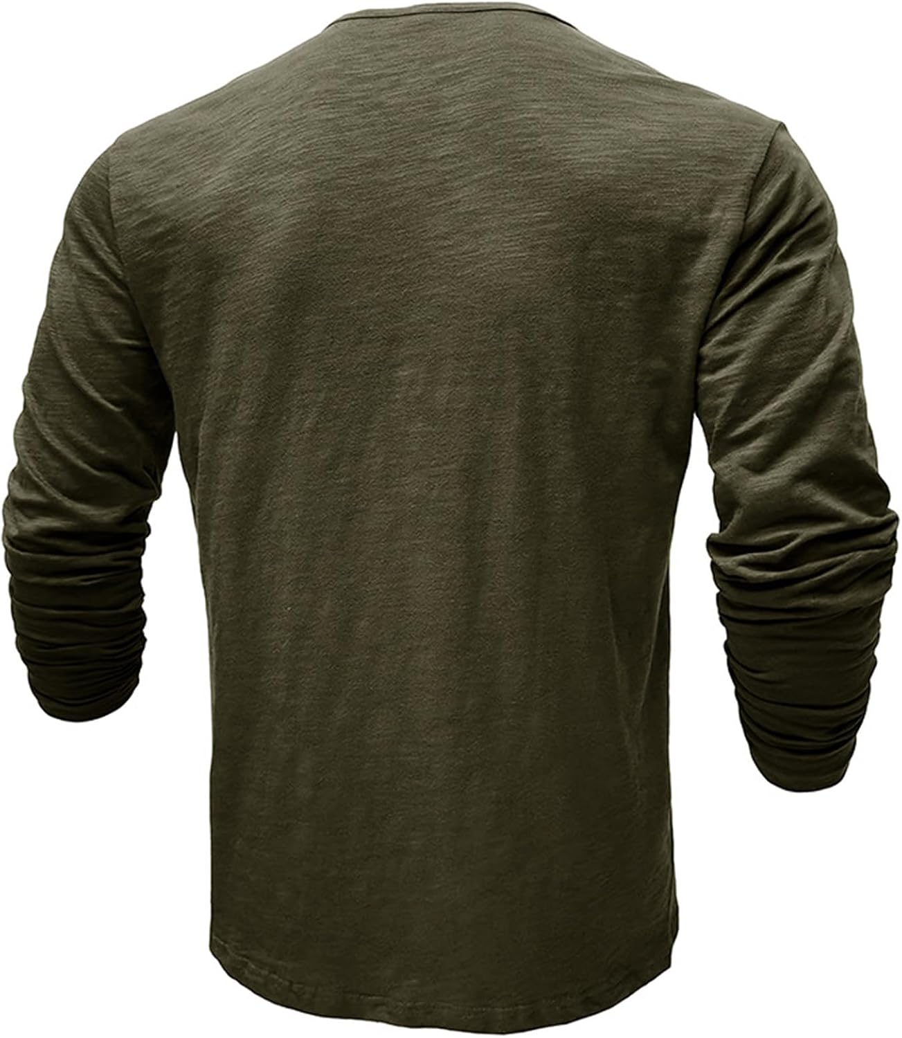 Detalle de Henley Langarm T Shirt Herren – Slim Fit, 8 Knöpfe, Kragenloses Design