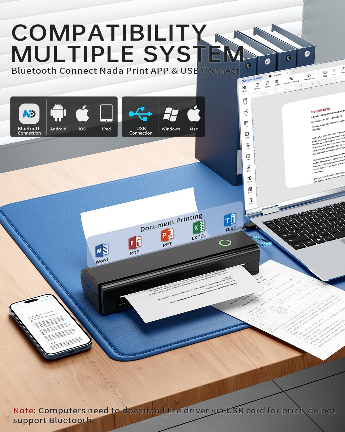 Detalle 2 de NDYIN N80 Wireless Thermal Printer 8.5"
