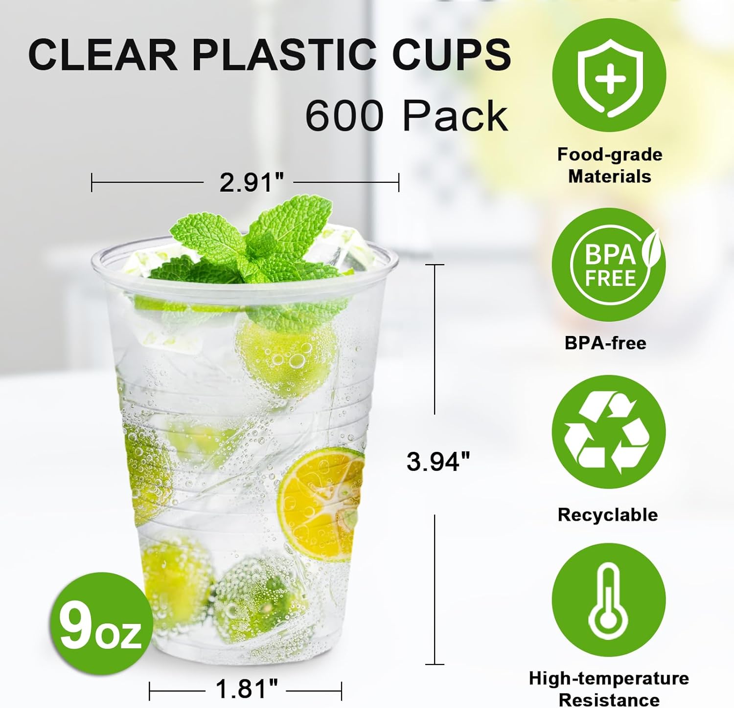 Thumbnail 4 de SIUQ 600 Pack 9 oz Plastic Cups