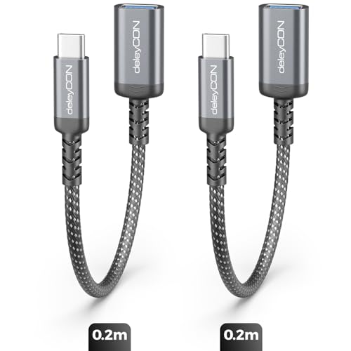 Detalle de deleyCON Adattatore USB-C a USB-A OTG 10 Gbit/s, ricarica 18 W, confezione da 2