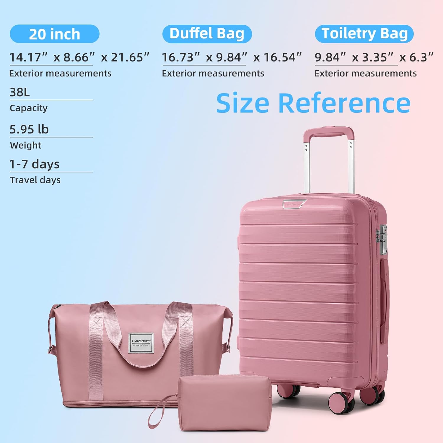 Thumbnail 4 de LARVENDER Luggage Sets 3 Piece Carry On