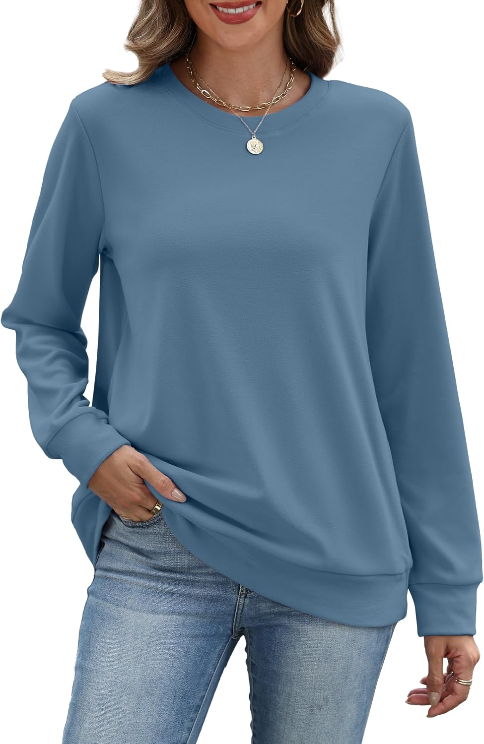 Thumbnail 3 de RUMIA Women’s Crewneck Fall Sweatshirts with Pockets (Long Sleeve Pullover)