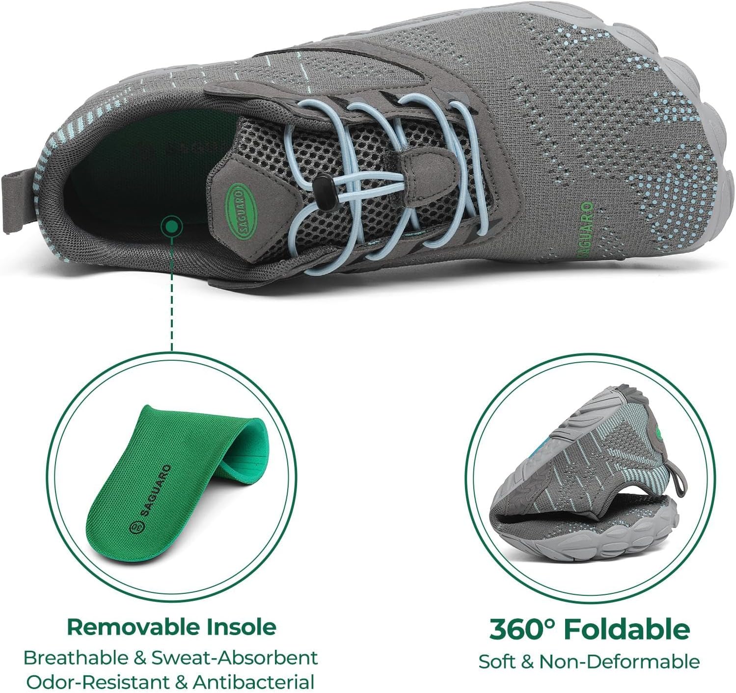 Detalle 2 de SAGUARO Barfußschuhe mit breiter Zehenbox und Zero-Drop Sohle (Gr. 35–48)