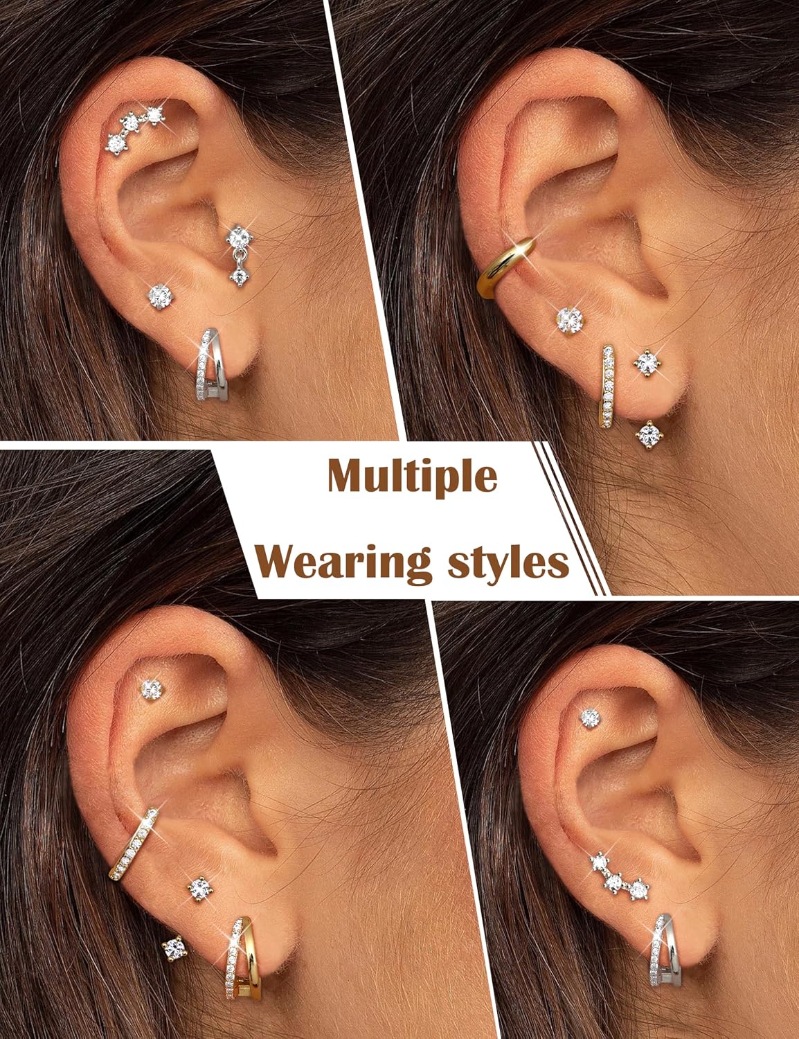 Thumbnail 3 de FIOROYAL 7 Pairs Gold Earrings for Women – Hypoallergenic Stack G3