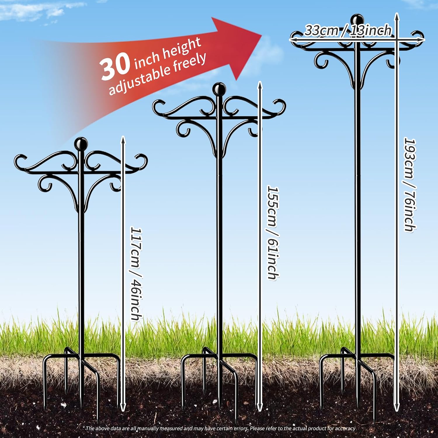 Detalle 2 de 2 Pack Bird Feeders Hanging Station: Adjustable 193cm Garden Poles with 5-Fork Base