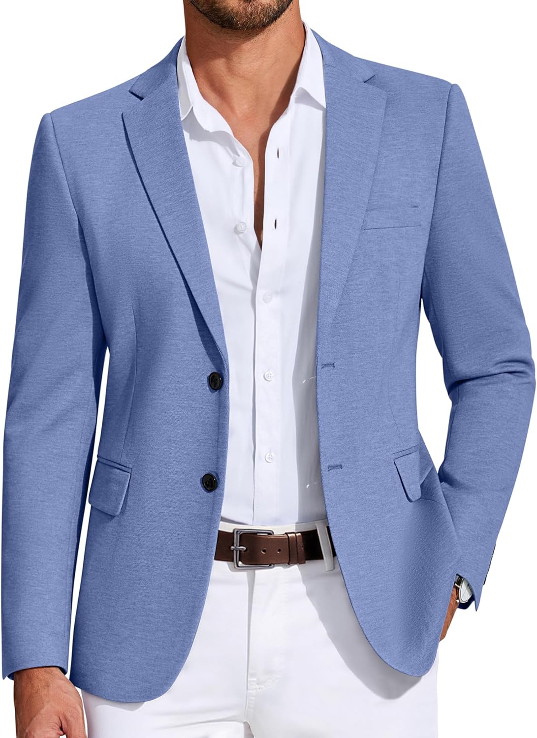 Thumbnail 6 de COOFANDY Mens Casual Knit Blazer Sport Coat – Lightweight Two-Button Jacket