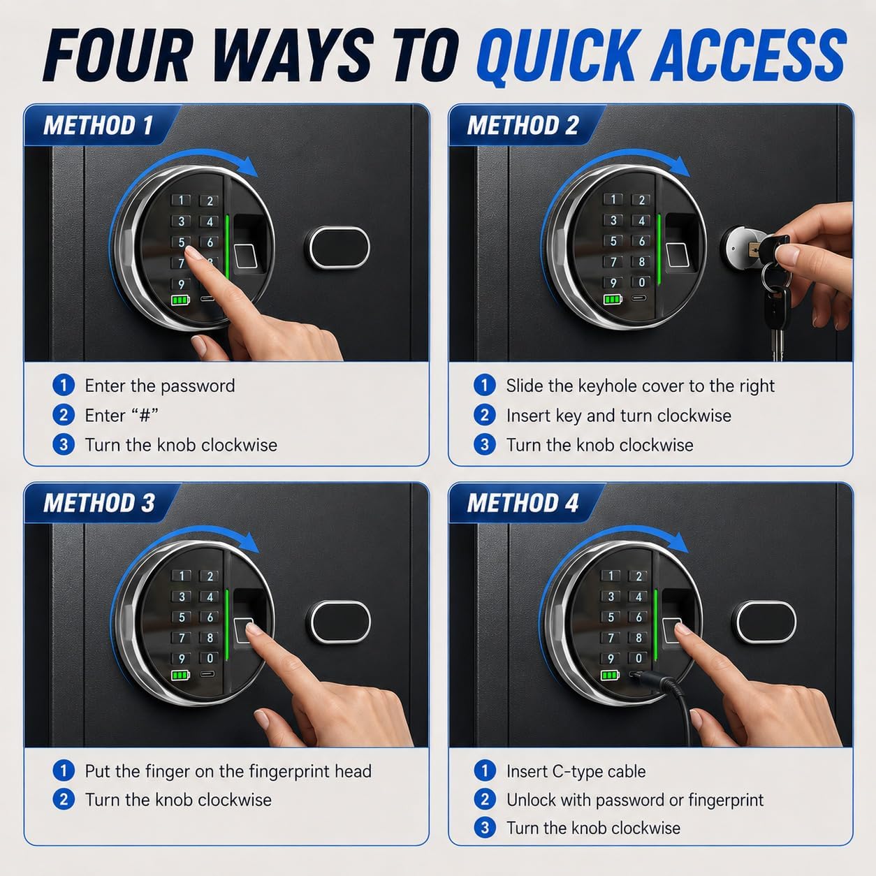 Thumbnail 5 de Grimtron Smart Biometric Safe (14 litres) with Fingerprint Lock, Silent Mode and Backlit Keypad