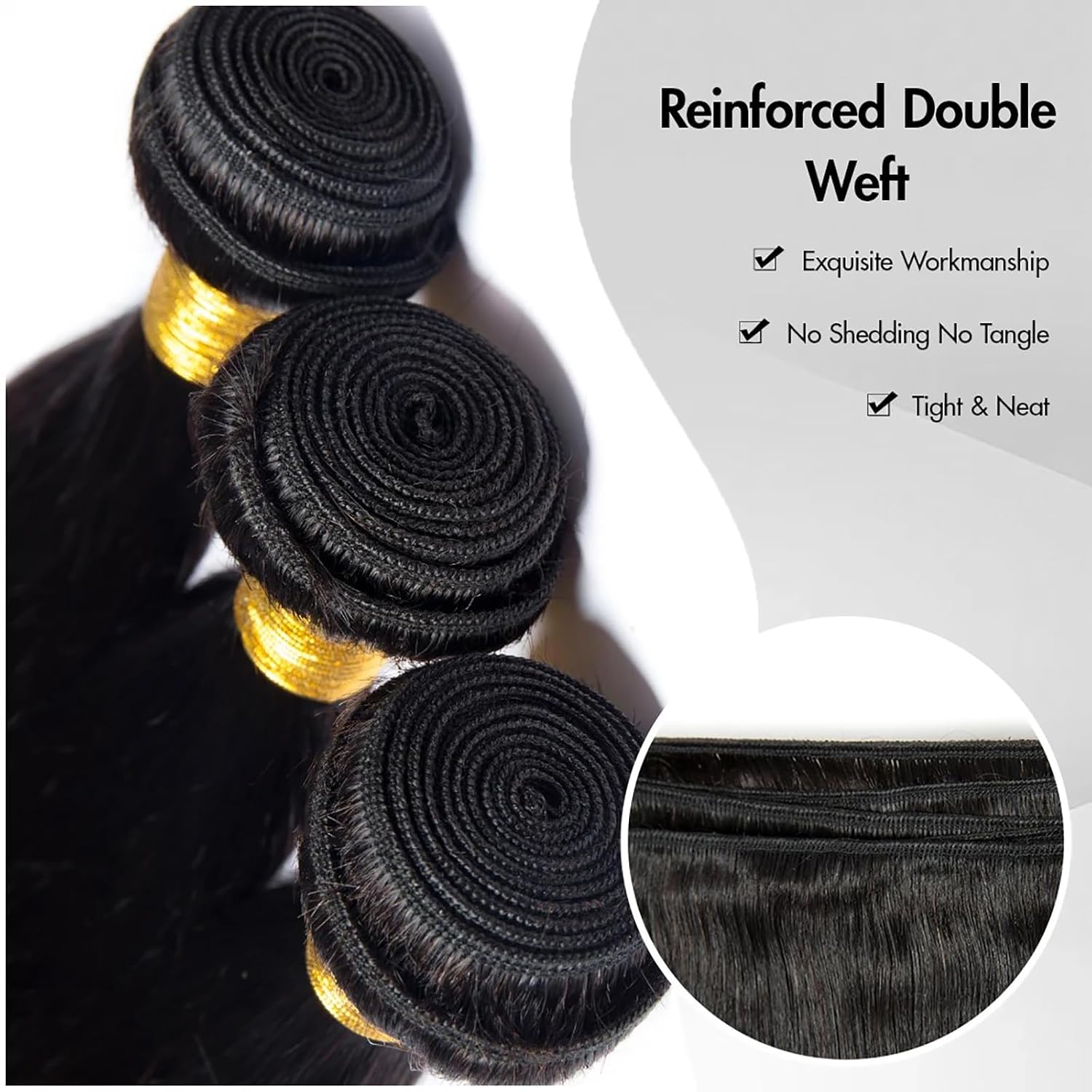 Thumbnail 5 de Human Hair Bundles 16 18 20 22 Inch Straight Brazilian Virgin 12A 4 Bundles