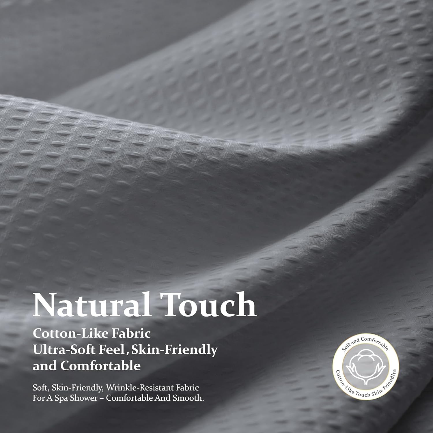 Thumbnail 6 de Dynamene Waffle Shower Curtain, 54 x 72-Inch Gray, 256 GSM Polyester Blend