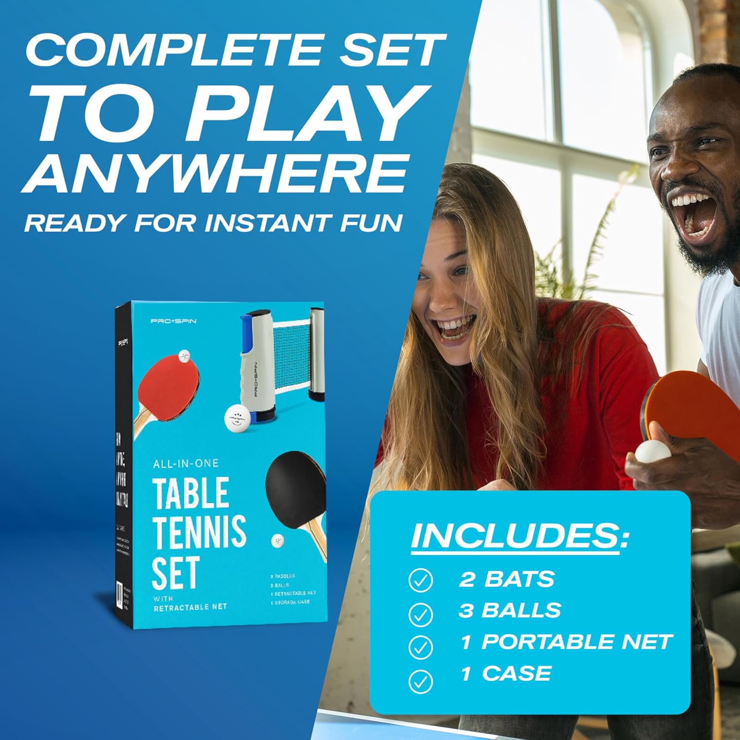Detalle 2 de PRO-SPIN Portable Table Tennis Set 72