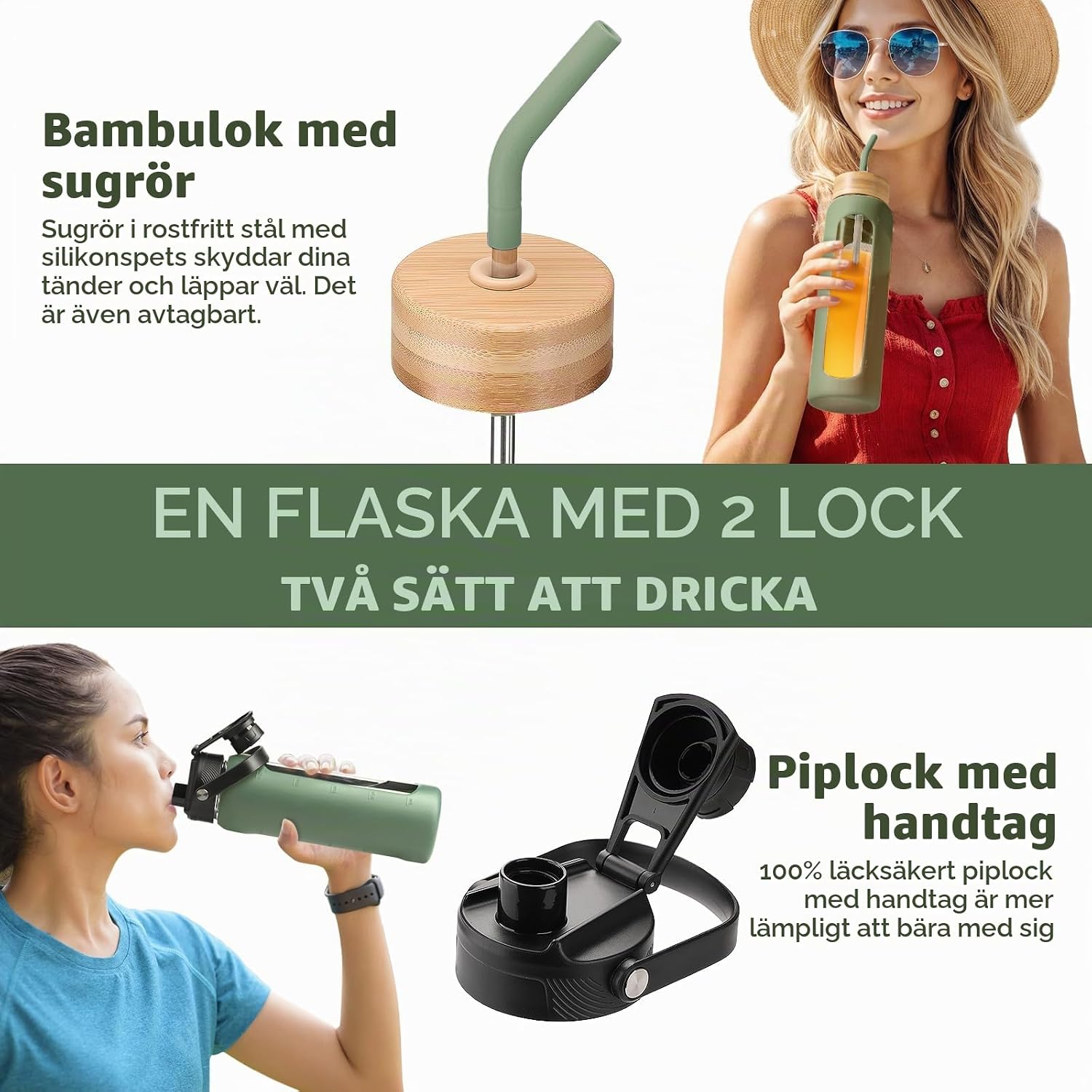 Detalle de BLUEGO BLG-24ozHL-Oliver sportvattenflaska i borosilikatglas, 700 ml