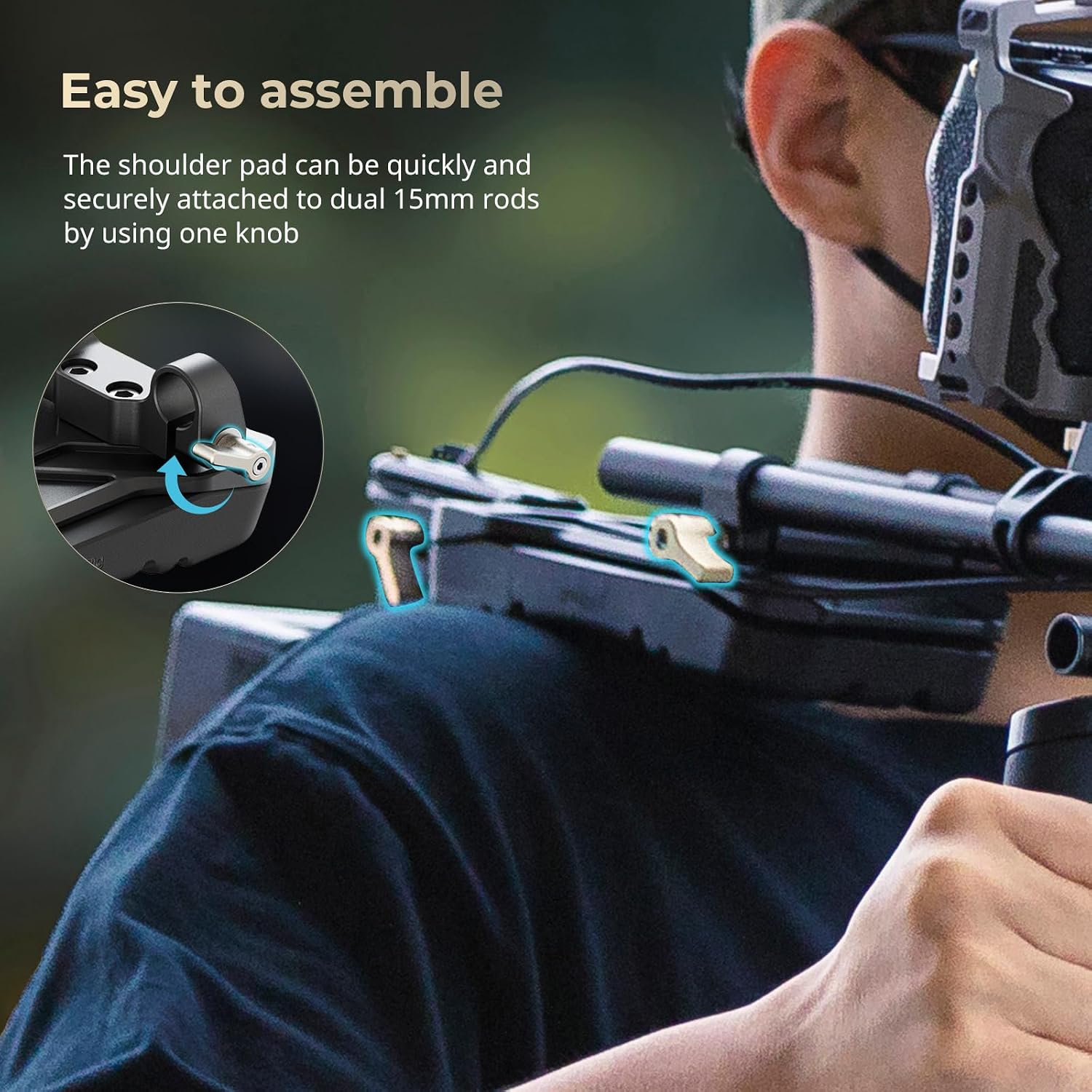 Thumbnail 3 de SMALLRIG Universal 15mm Shoulder Pad Support (5153) — a pragmatic handheld rig solution