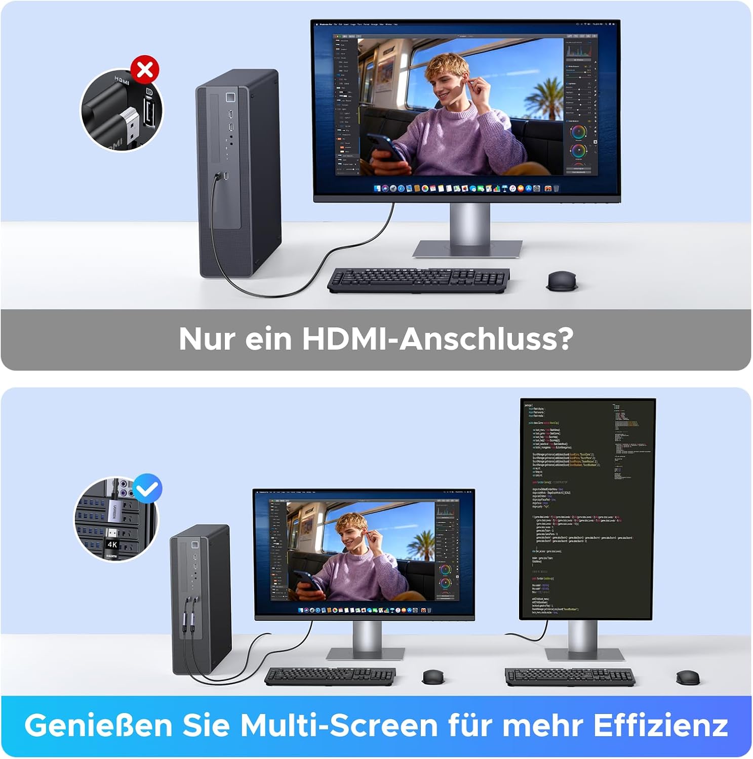 Thumbnail 6 de UGREEN DP auf HDMI Adapter – Uni‑direktional, 4K@60Hz, HDR, Plug & Play