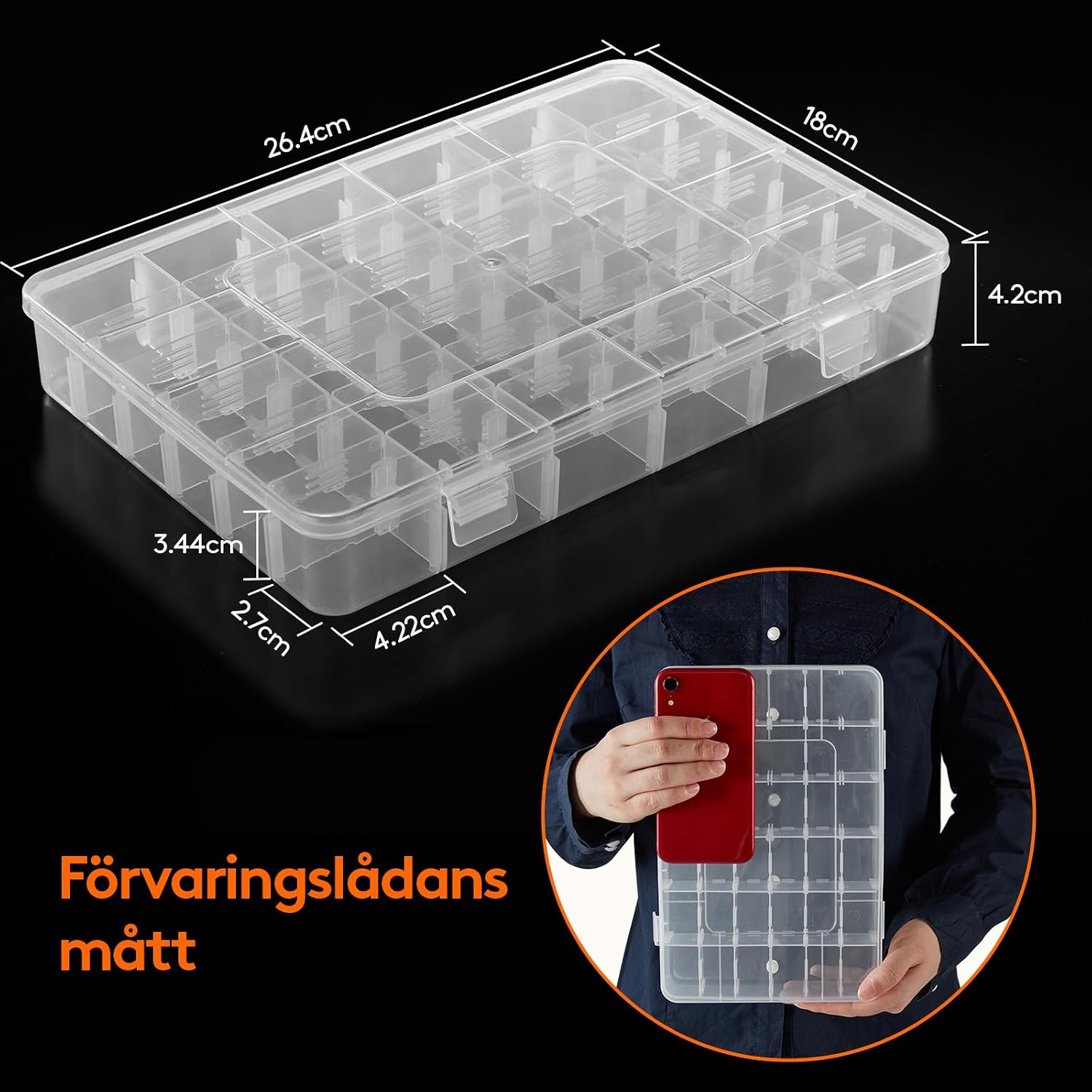 Thumbnail 1 de Lifewit 22051 sorteringslådor, 3-pack i transparent PP med justerbara fack