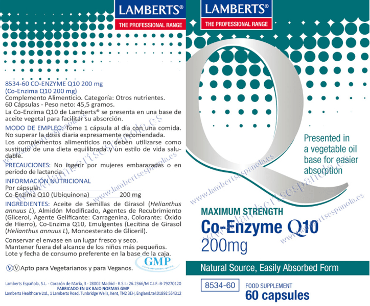 Thumbnail 1 de Lamberts Co‑Enzima Q10 200 mg Ubiquinona 60 comprimidos 💊