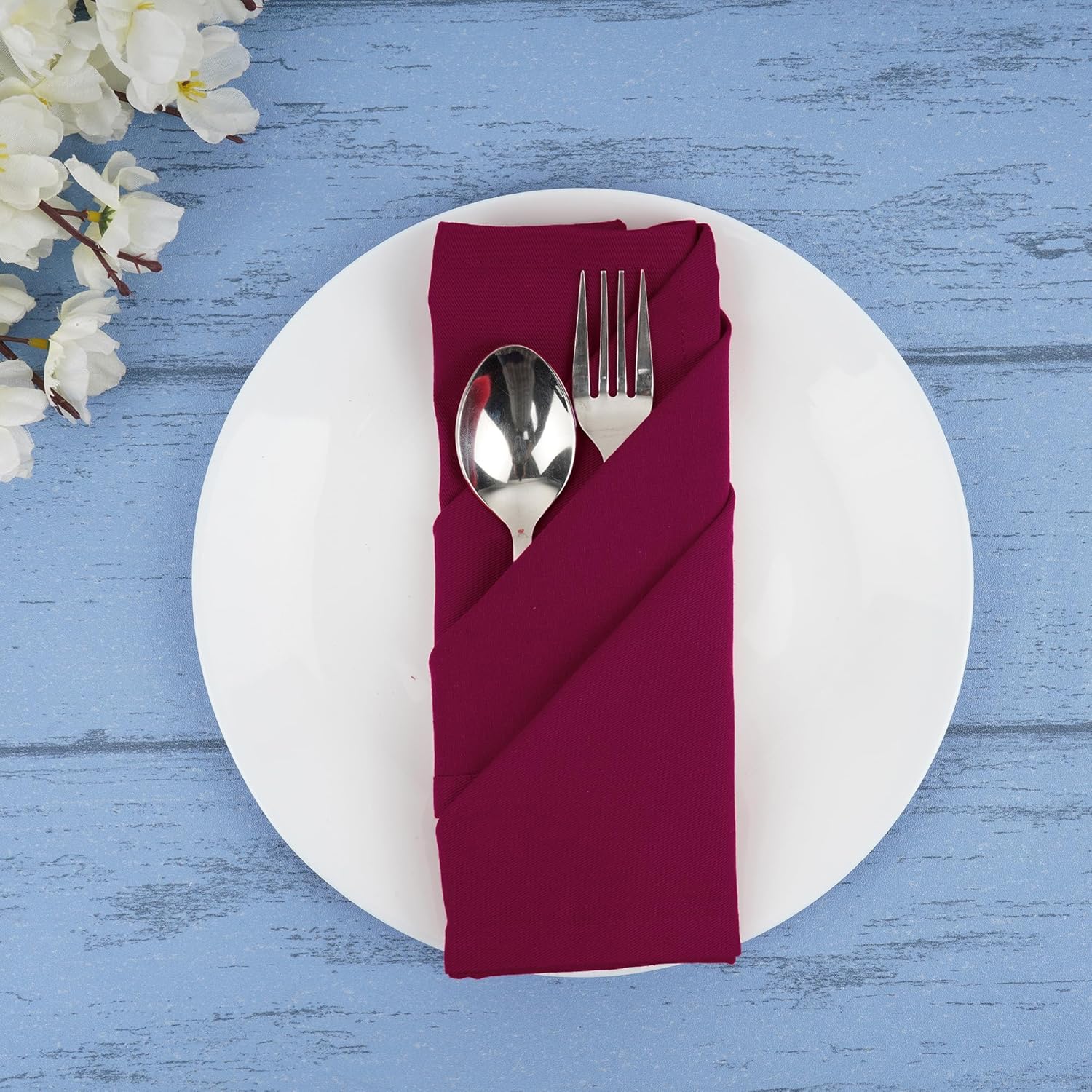 Thumbnail 5 de Sweet Needle 12-Pack 100% Cotton Oversized Dinner Napkins, Burgundy 45 cm x 45 cm