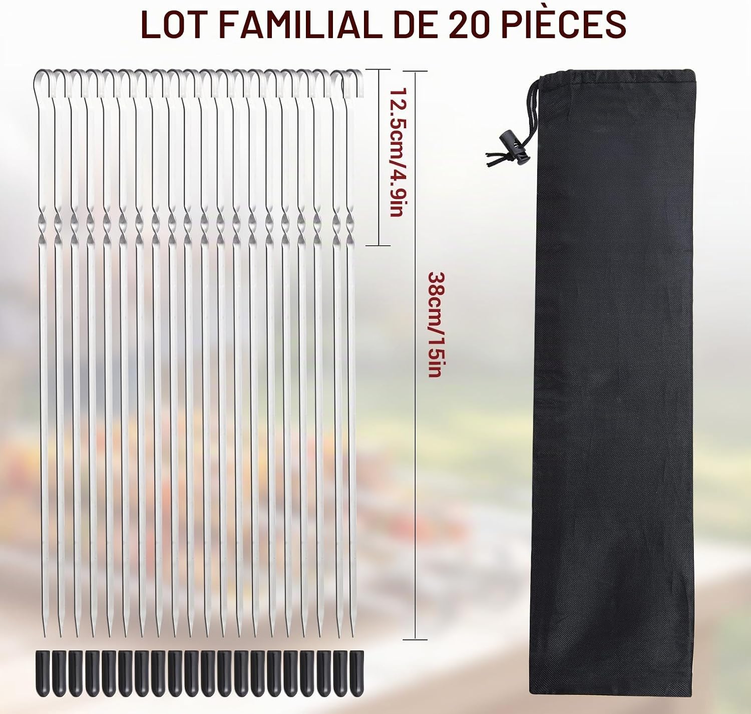 Thumbnail 4 de Homealexa MJ-GS01 grillspiesen, 20 stuks in roestvrij staal met plat ontwerp