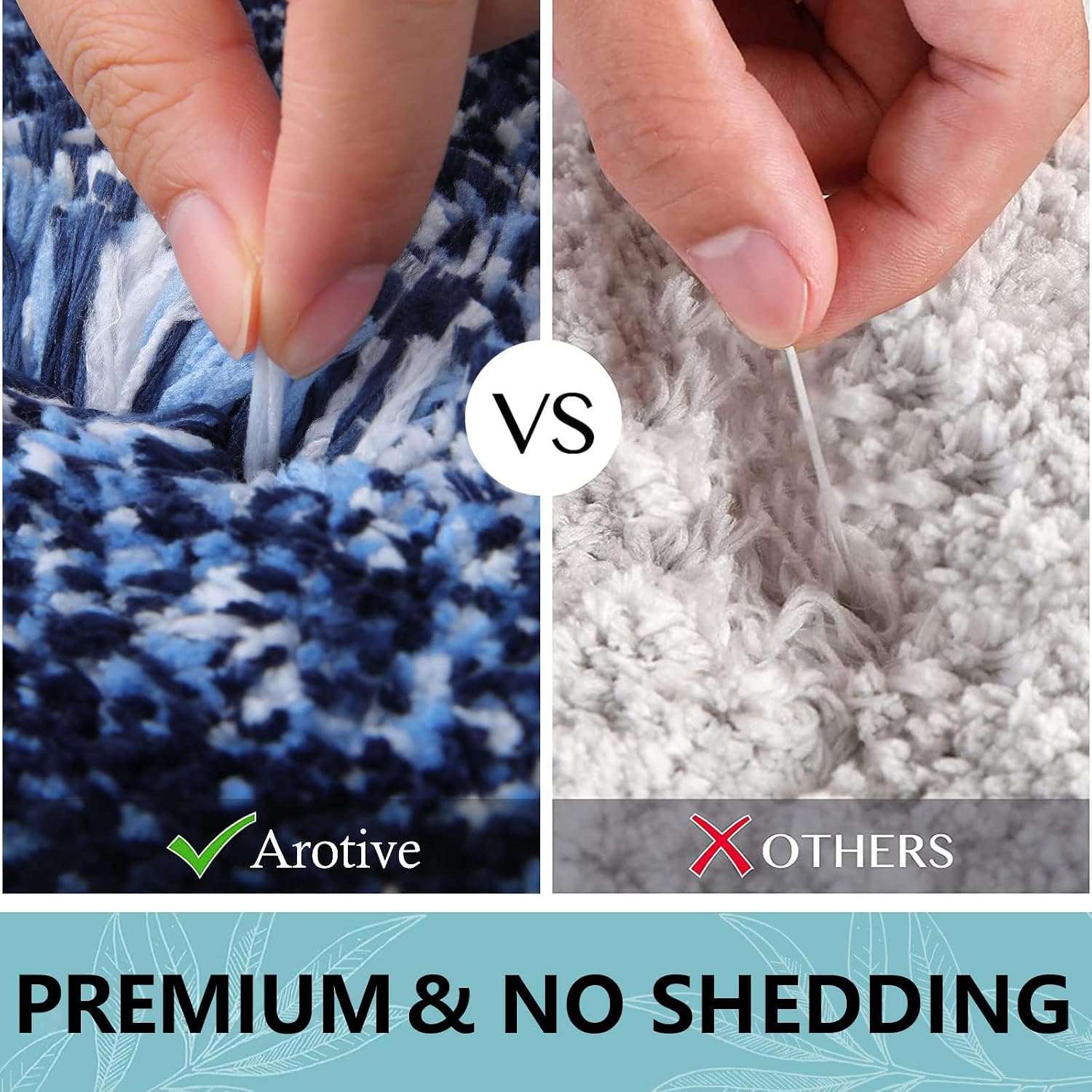 Thumbnail 5 de Arotive Microfiber Shaggy Bathroom Rug (24x16) with Non-Slip Rubber Backing, Blue