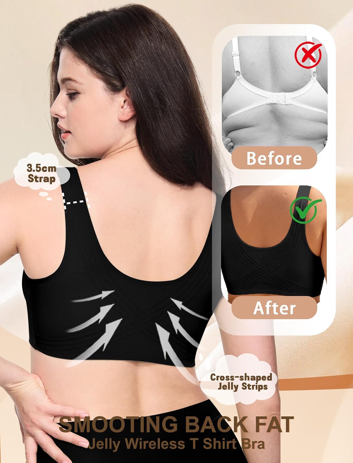 Detalle de Jelly Wireless Bra Plus Size: Seamless Full-Coverage Comfort (No Underwire)