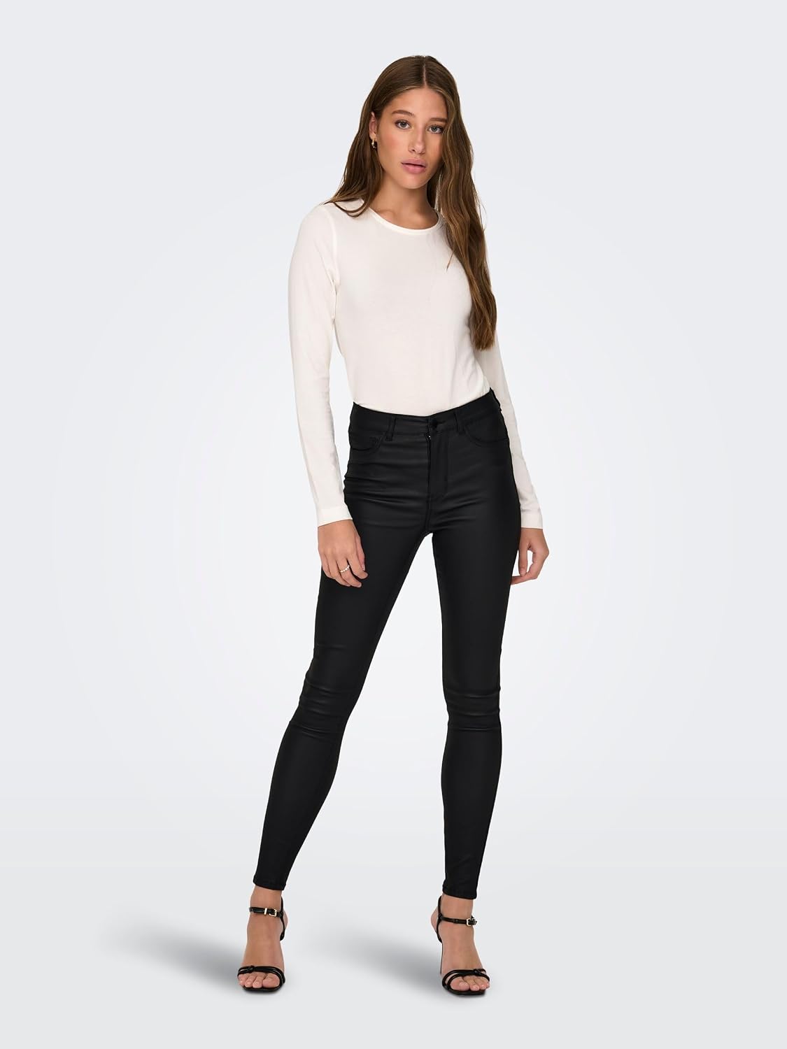 Detalle de JDY JDYNEWTHUNDER skinnybroek met middelhoge taille en knoopsluiting