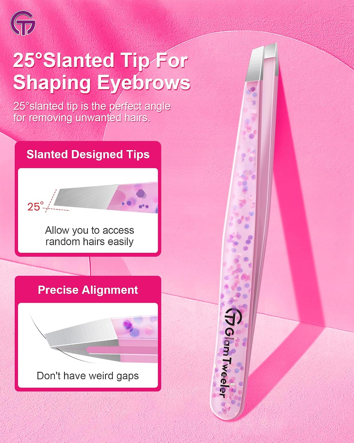 Detalle de GlamTweeler Expert Eyebrow Tweezers with Leather Case 🎀