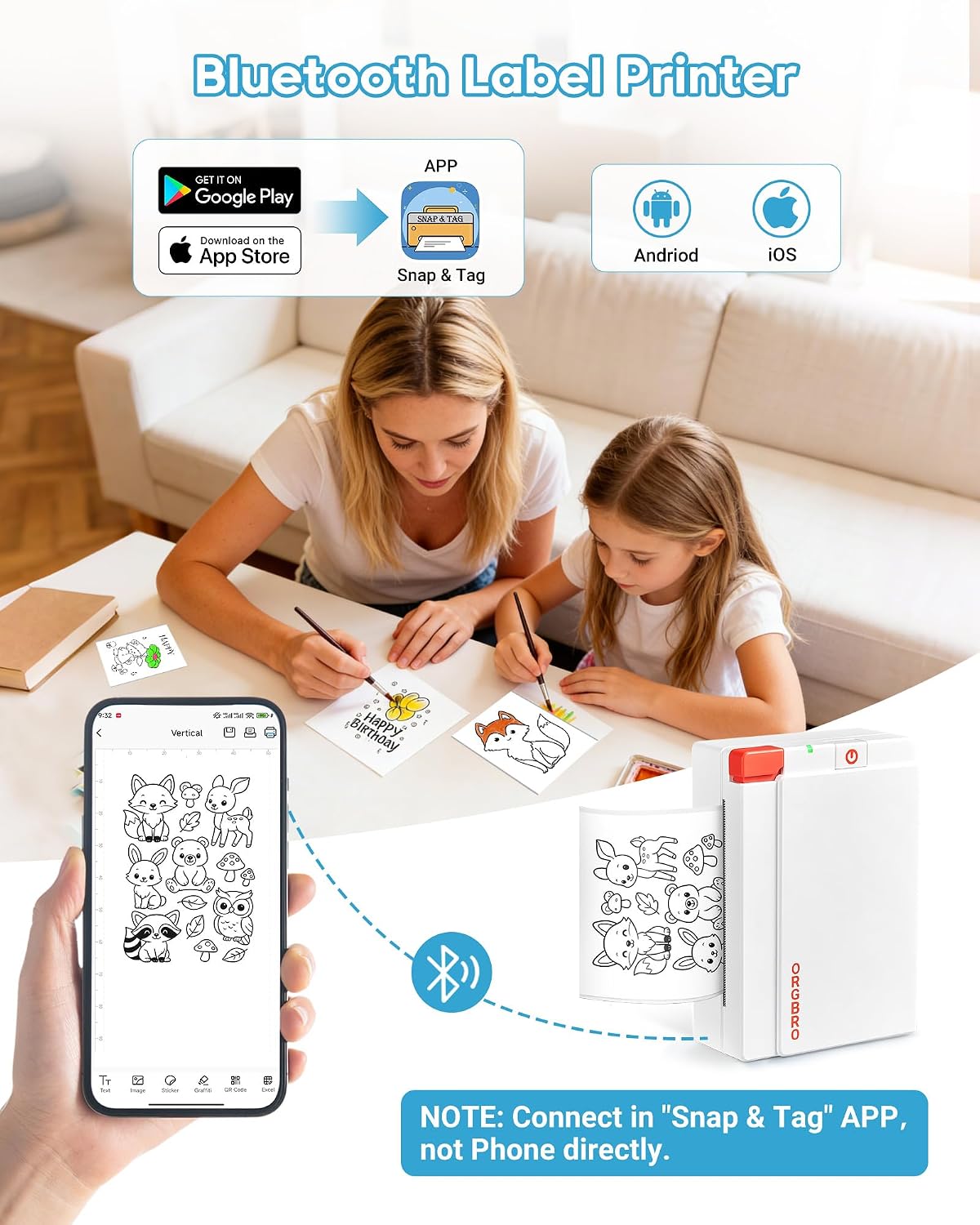 Thumbnail 1 de ORGBRO X3 Mini Printer 2–3 Inch Sticker Printer