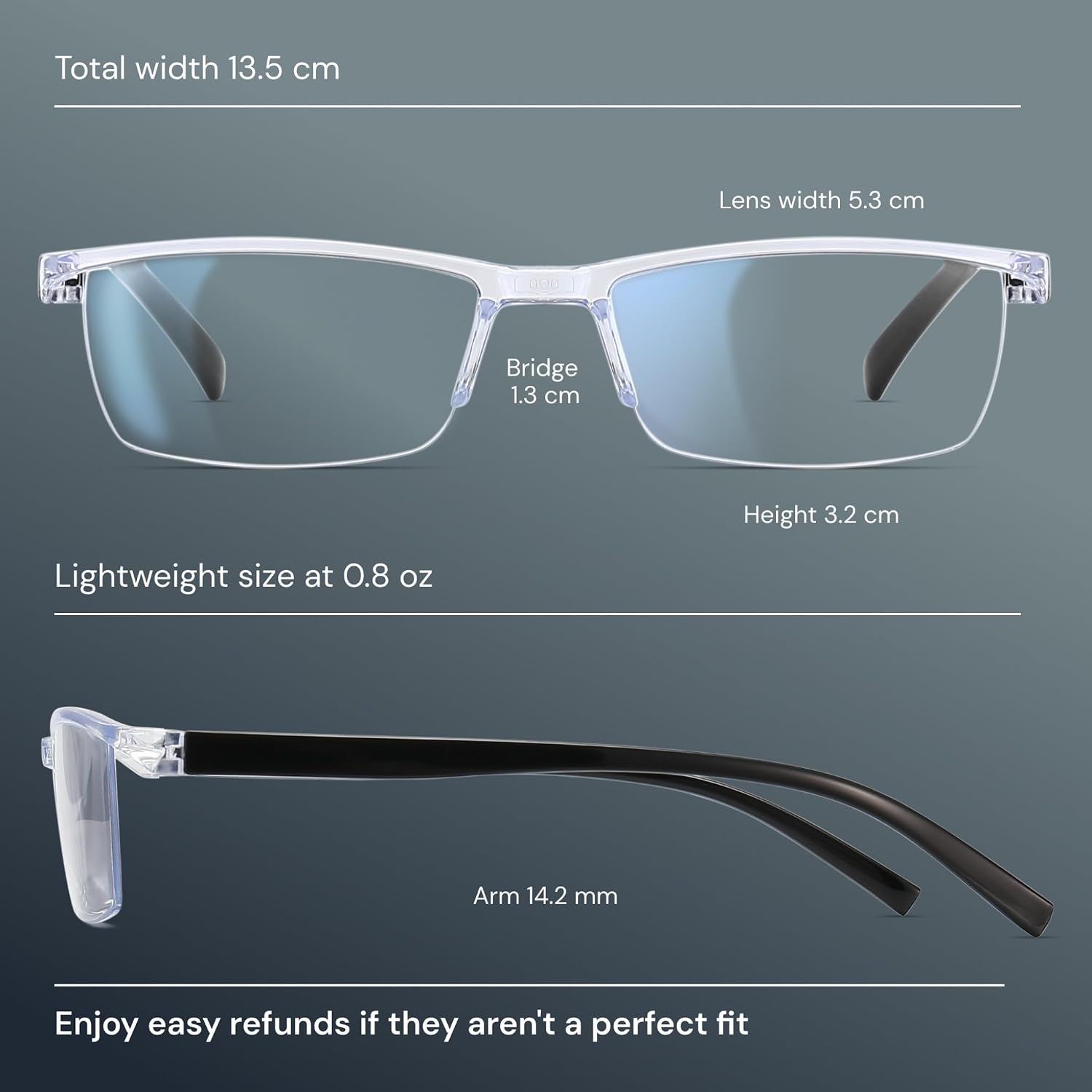 Detalle de Gaoye +3.0 Reading Glasses for Men with TR90 Frames, Blue Light Filtering and UV Protection