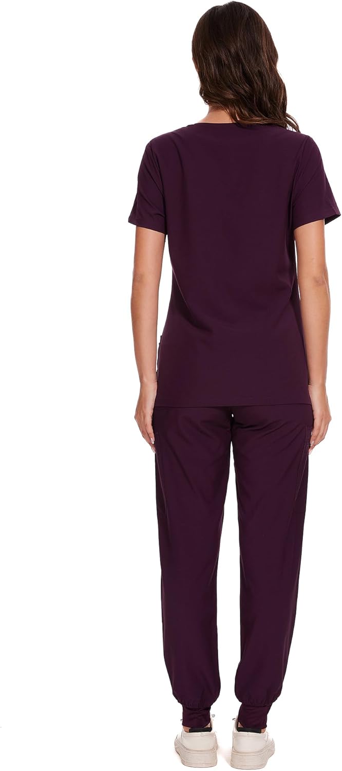 Thumbnail 1 de COZYFIT Women’s V-Neck Scrub Top & Cargo Pants Set with 10 Pockets