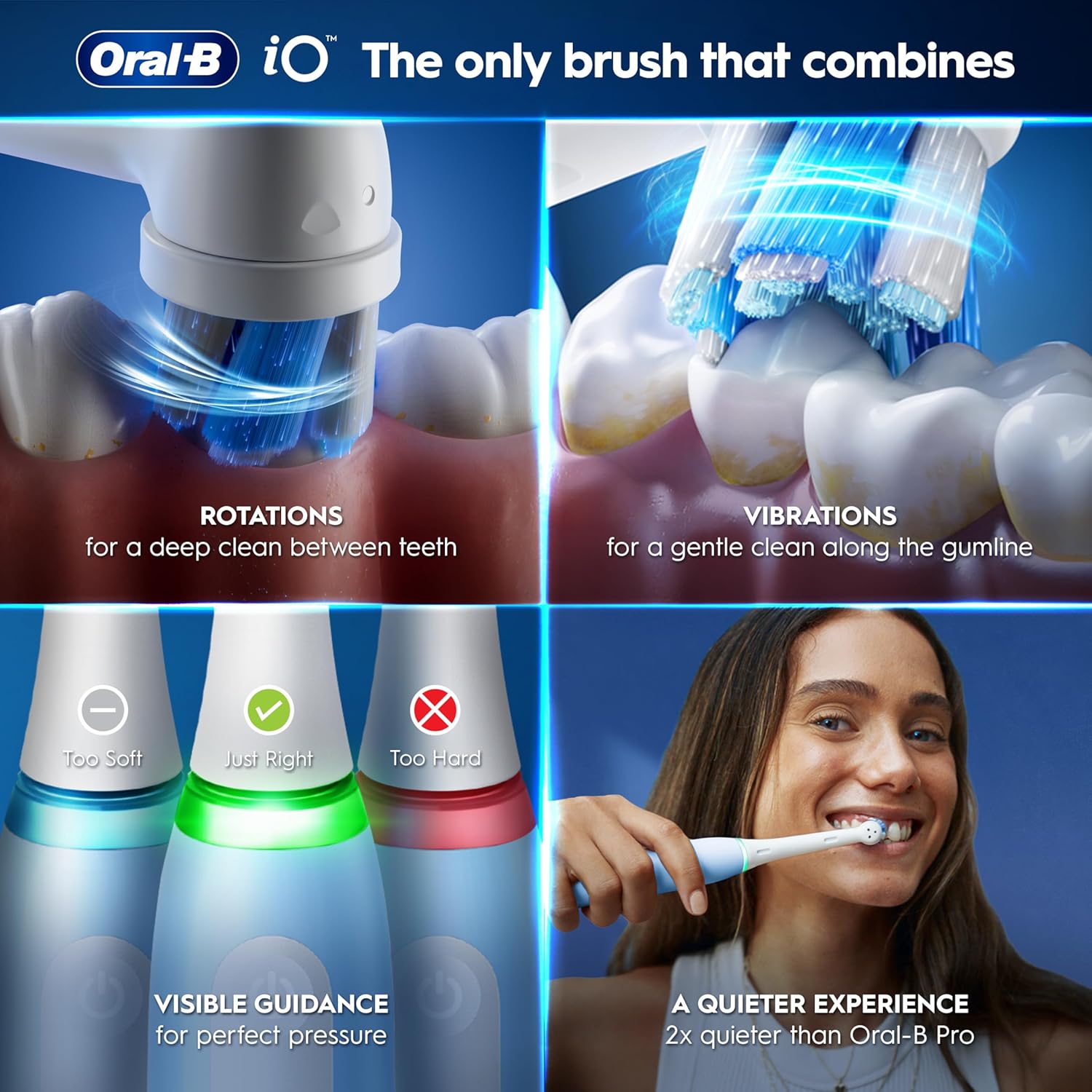 Thumbnail 3 de Oral-B iO3 Electric Toothbrush (Blue, EU plug) with 1 brush head and travel case