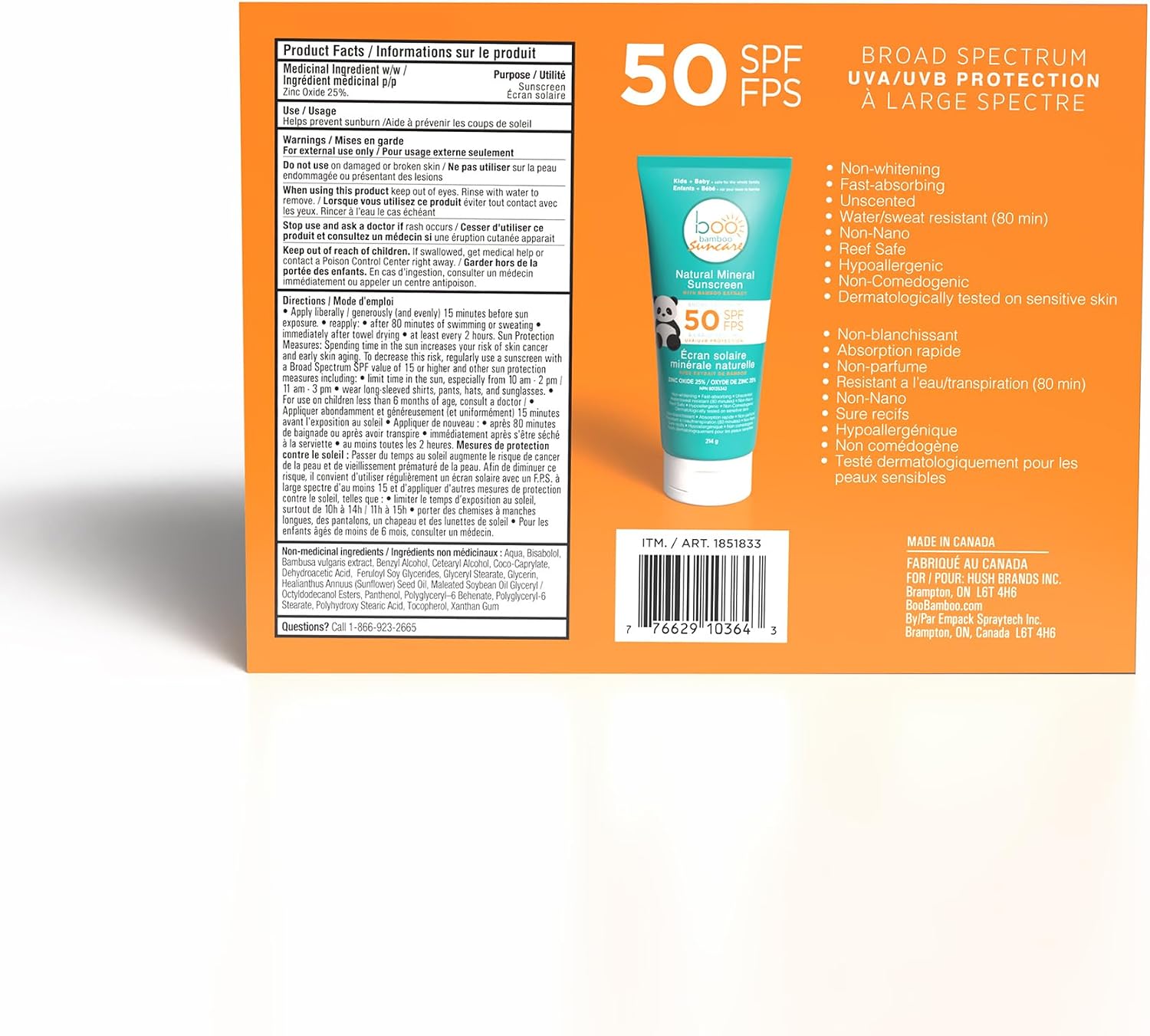 Detalle de Boo Bamboo SPF 50 Mineral Sunscreen, 25% Zinc Oxide, 214 g, 3-Pack