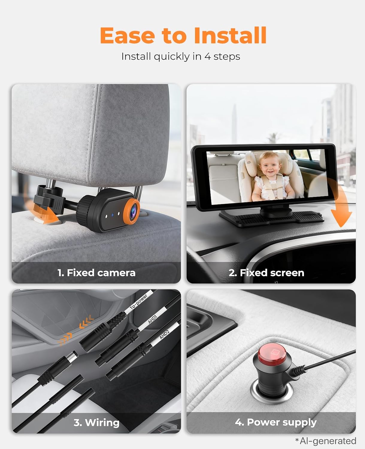 Detalle 2 de LUCKVIEW Dual Baby Car Camera 7.2-Inch Display