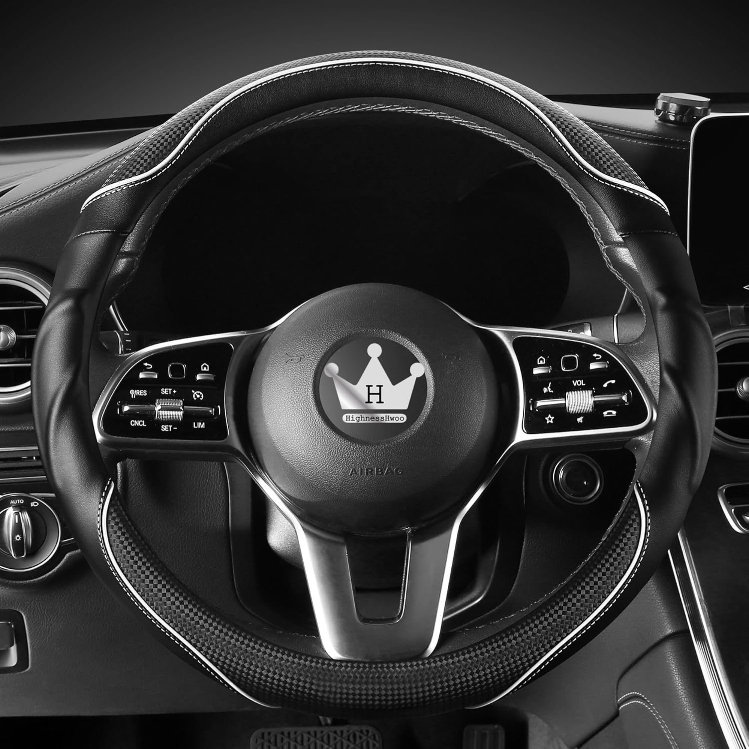 Thumbnail 1 de HighnessHwoo 3D Lenkradabdeckung (Komfortgriff, Anti-Rutsch) – 39–41 cm, Weiß