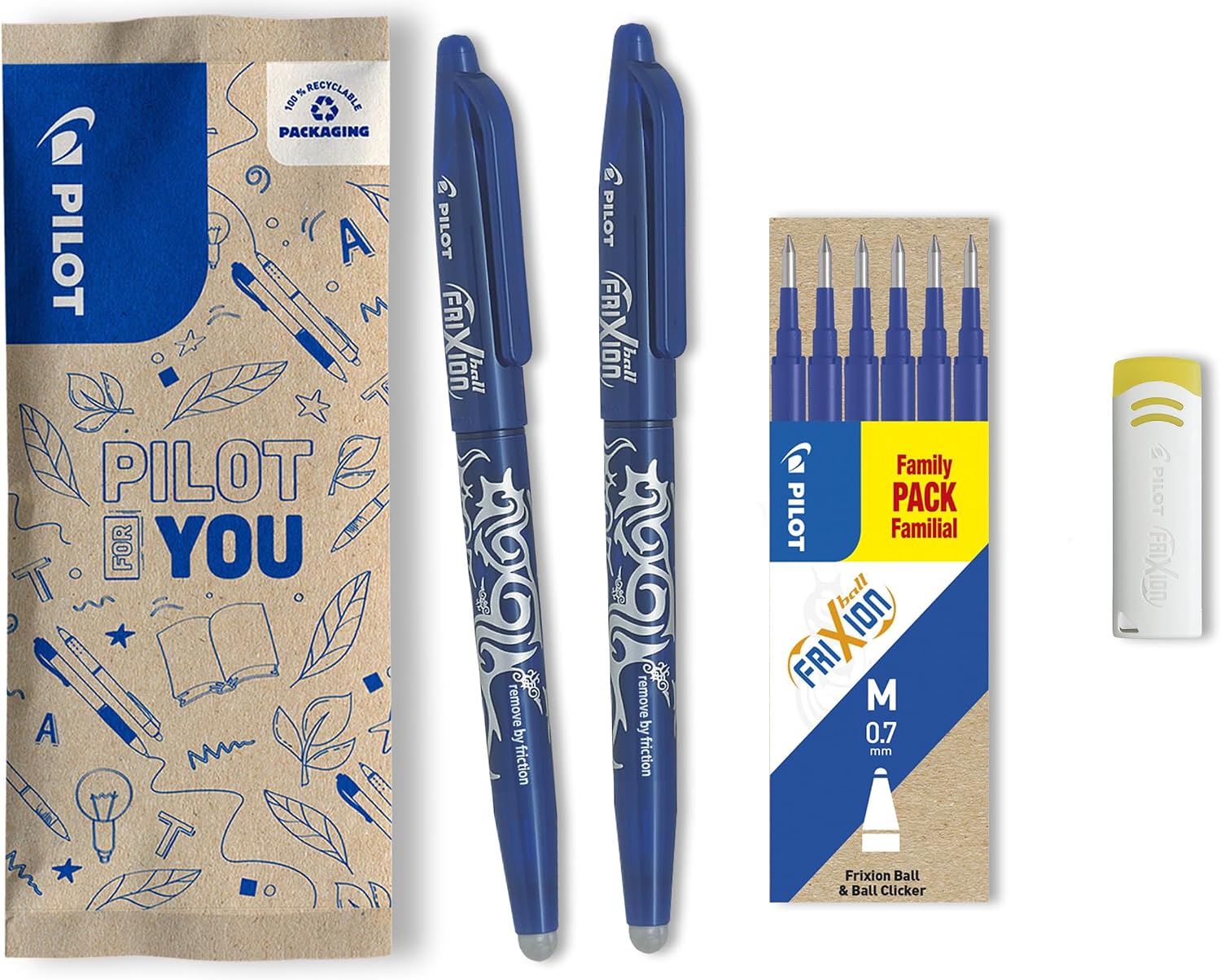 Thumbnail 4 de Pilot FriXion Ball Clicker 0.7 Erasable Pen – Blue with 12 Refills & Eraser (Pack of 1)