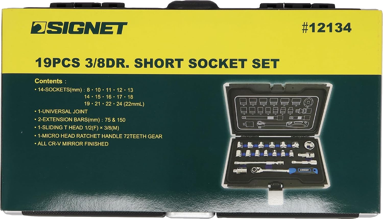 Thumbnail 6 de SIGNET 12134 3/8DR 19点ショートソケットセット 6角・全長22mm