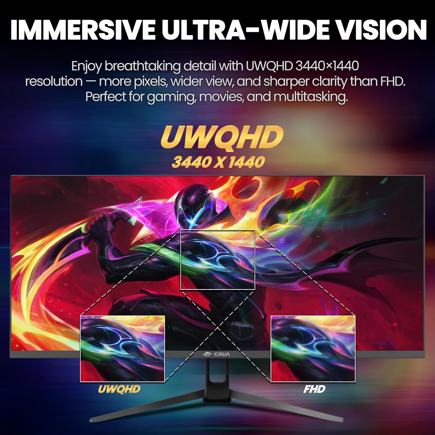 Detalle 2 de CRUA 34" 165Hz UWQHD Gaming Monitor