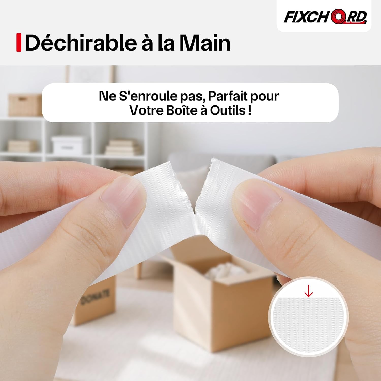 Thumbnail 4 de FIXCHORD Ruban Adhésif Toilé 25 mm × 50 m — Duct Tape extra fort, imperméable