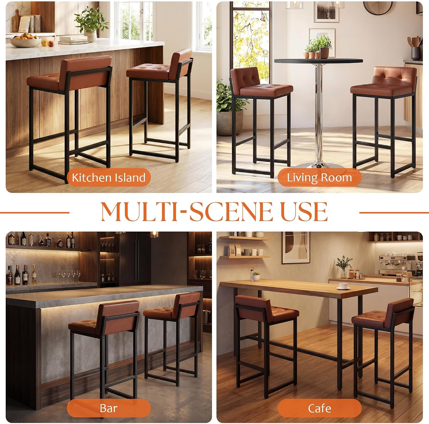 Detalle de Juoerce Bar Stools, Faux Leather