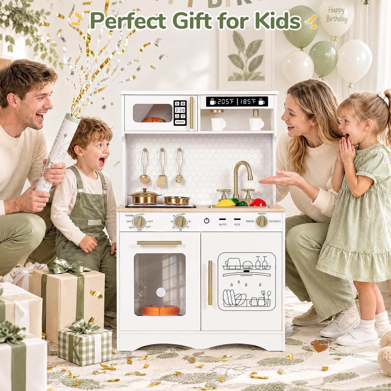 Detalle 2 de Wooden Play Kitchen with Real Lights and Sounds