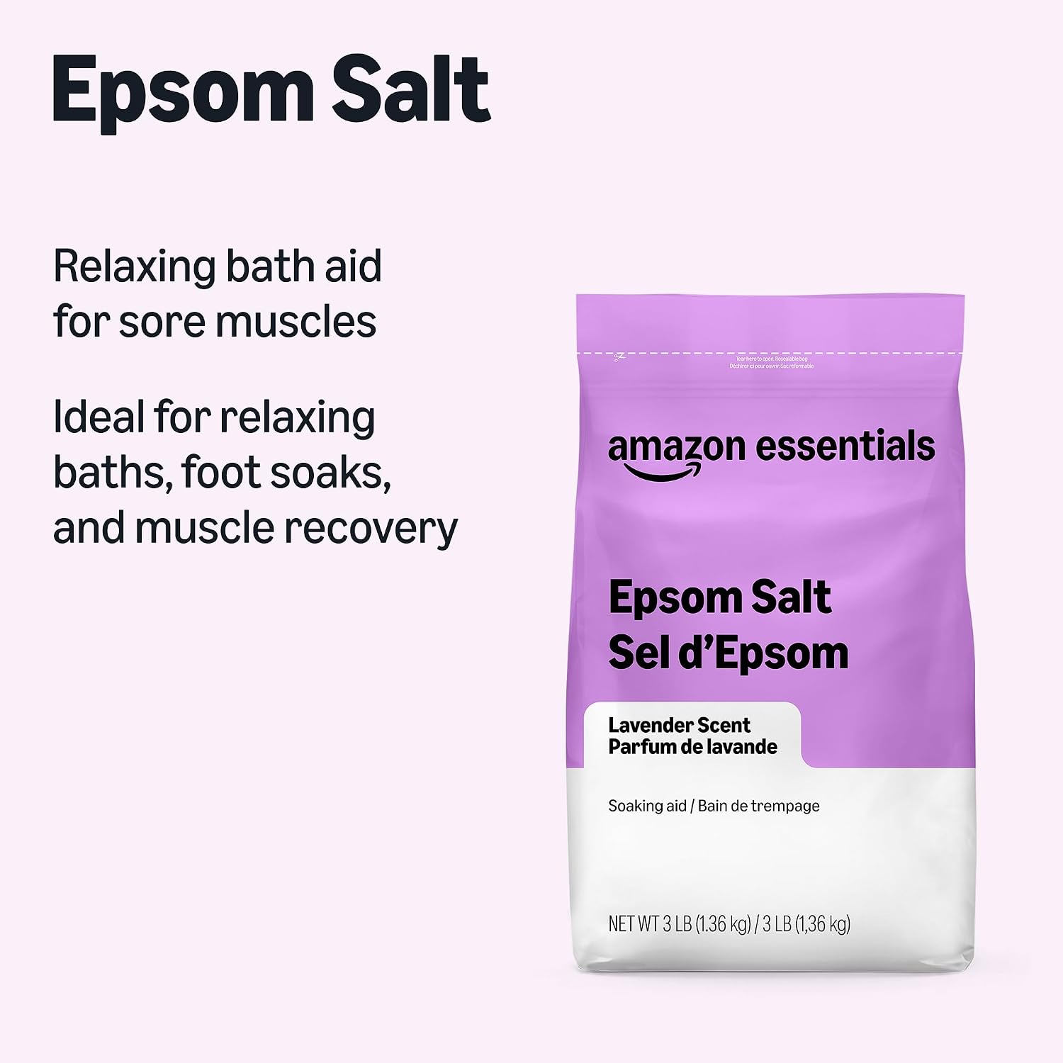 Thumbnail 2 de Amazon Basics Epsom Salt Soaking Aid, Lavender Scented, 3 lb